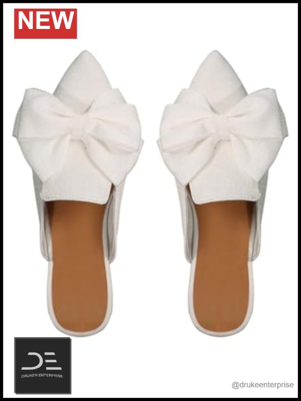 Women's Bow Front Pointed Toe Backless Mule Slides Flat Shoes